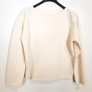 Maeve Women Chrissy Dolman-Sleeved Sweater Pullover Sz L Ivory Boho Cotton Blend